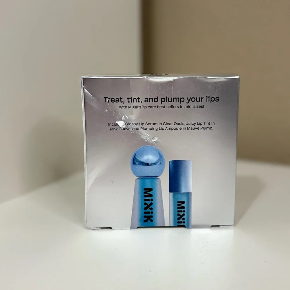 MiXiK Lipcare Trial Kit 3 Mini Lip Gloss Tint Plumping Serum Set